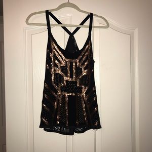 Miss Me black sequin tank top small